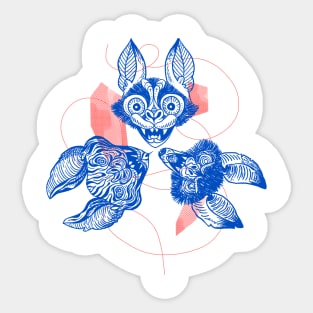 3 Blue Bats Sticker